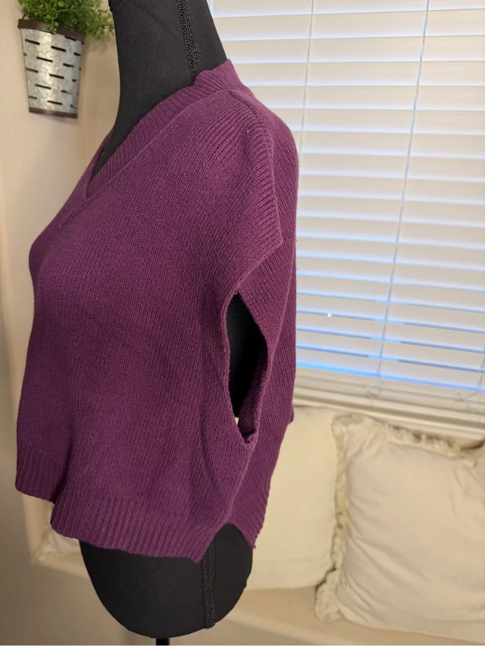 Free People Easy Street Cropped V-Neck Oversized Sleeveless Sweater Vest